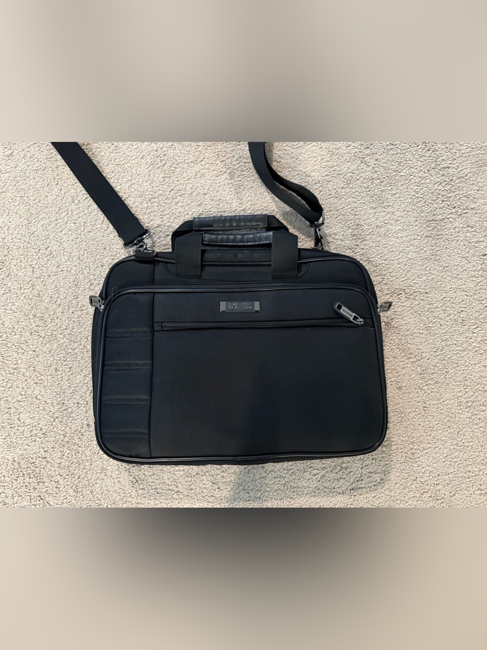 Kenneth Cole Reaction Black Laptop Briefcase with Shoulder Strap
